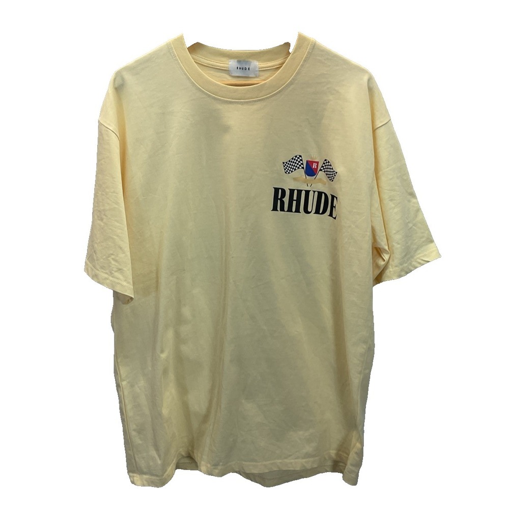 NEW no tags Rhude Grand Prix YELLOW Men's XL Crew Neck spell out‎ T-Shirt USA
